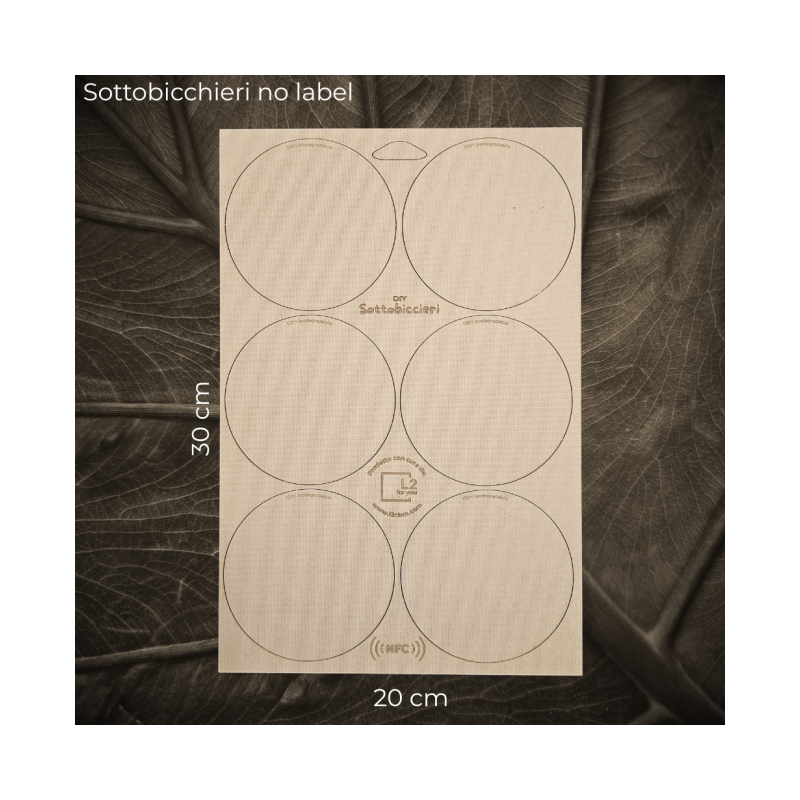 6x Coasters – No Label | Biodegradable, Emission-Free Wood Fiber, Customizable