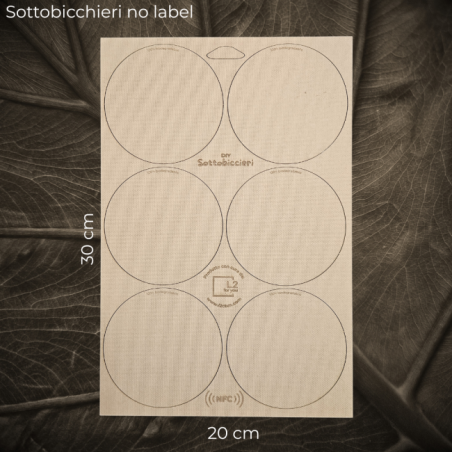 6x Sottobicchieri No Label | Biodegradabili, in Fibra di Legno priva di Emissioni, Personalizzabili