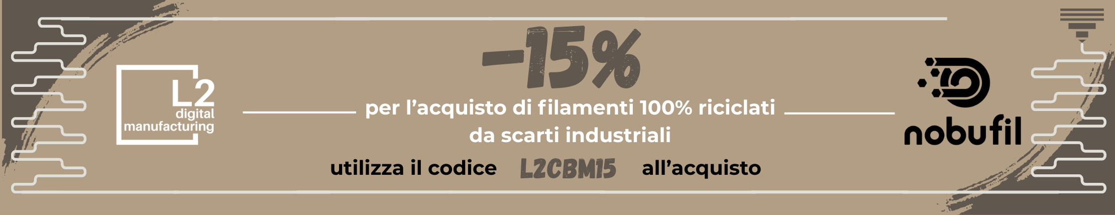 Sconto del 15% su filamenti 100% riciclati da scarti industriali
